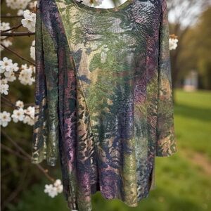 Ali Miles Multicolor Artistic Long Sleeve Top Size L
